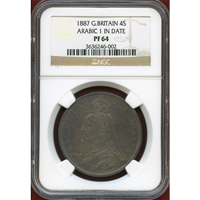 イギリス 1887 2フローリン 銀貨 ヴィクトリア ジュビリー ARABIC 1 NGC PF64