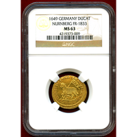 【SOLD】ドイツ ニュルンベルク 1649年 ラムダカット 金貨 希少タイプ NGC MS63