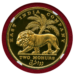 英領インド 1835年 2モハール 金貨 リストライク ウィリアム4世 NGC PF66CAMEO