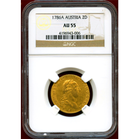 オーストリア 1786A 2ダカット 金貨 ヨーゼフ2世 NGC AU55