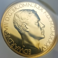 イギリス (1936) クラウン 白銅貨 ギルト ファンタジー エドワード8世 NGC PF69
