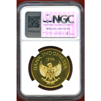インドネシア 1974年 100000ルピア 金貨 コモドドラゴン NGC MS65