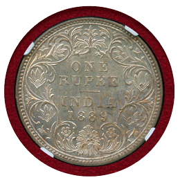 インド 1889B ルピー 銀貨 ヴィクトリア女王 NGC MS61
