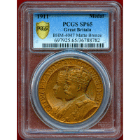 イギリス 1911年 銅メダル ジョージ5世戴冠記念 PCGS SP65Matte