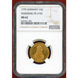 ドイツ 1779年 ヴュルツブルク グルデン金貨 NGC MS62