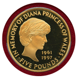 イギリス 1999年 5ポンド 金貨 ダイアナ PCGS PR67DCAM