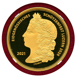 スイス 現代射撃祭 2021年 500フラン 金貨 ルツェルン NGC PF70UC