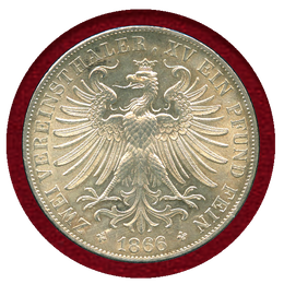 ドイツ フランクフルト 1866年 2ターラー 銀貨 女神フランコニア像