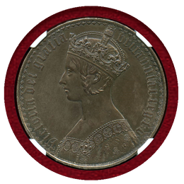 イギリス 1847年 銀貨 ヴィクトリア ゴシッククラウン UNDECIMO PROOFDETAIL