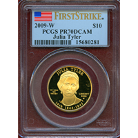 アメリカ 2009W $10 金貨 ジュリアタイラー PCGS PR70DCAM FS