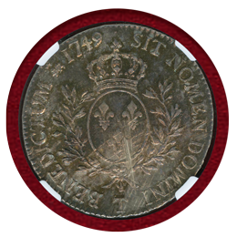 【SOLD】フランス 1749T エキュ 銀貨 ルイ15世 NGC MS64