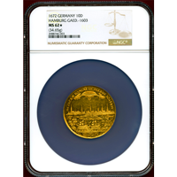 ドイツ ハンブルク 1672年 10ダカット ポルトガレッサー 都市景観 NGC MS62★