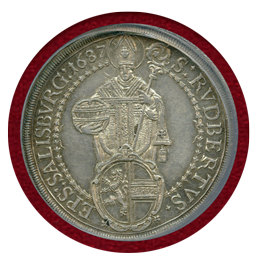 【SOLD】オーストリア ザルツブルク 1687 ターラー 銀貨 PCGS MS61