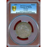 ドイツ ミュンスター 1661年 ターラー 銀貨 都市景観 PCGS AU Detail