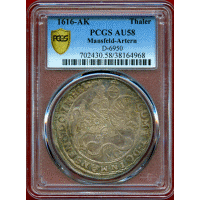 ドイツ マンスフェルト・アルテルン 1616AK ターラー 銀貨 PCGS AU58