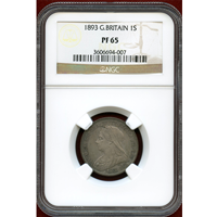 イギリス 1893年 シリング 銀貨 ヴィクトリア オールドヘッド NGC PF65