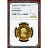 イギリス 1806年 1/2ペニー ギルト銅貨 ジョージ3世 NGC PF64 CAMEO