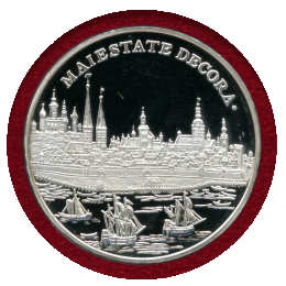 ドイツ ロストック 1993(1702)年 復刻銀メダル 都市景観