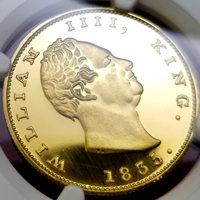 英領インド 1835年 2モハール 金貨 リストライク ウィリアム4世 NGC PF66CAMEO