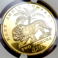 英領インド 1835年 2モハール 金貨 リストライク ウィリアム4世 NGC PF66CAMEO
