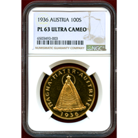 【SOLD】オーストリア 1936年 100シリング 金貨 マドンナ NGC PL63 UCAM