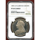 イギリス 1893LVI クラウン プルーフ銀貨 ヴィクトリア女王 NGC PF64CAM