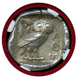 【SOLD】古代ギリシャ アテネ 440-404BC 4ドラクマ 銀貨 フクロウ NGC AU