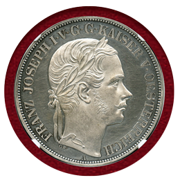 オーストリア 1857A 2ターラー 銀貨 トリエステ鉄道開通記念 NGC PF60CAMEO