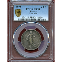 【SOLD】フランス 1898年 2フラン 銀貨 種を蒔く女神 PCGS PR58Matte