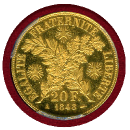 【SOLD】フランス 1848年 20フラン試作貨 ギルト ESSAI PCGS SP65