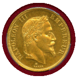 【SOLD】フランス 1865A 100フラン 金貨 ナポレオン3世有冠 PCGS MS64