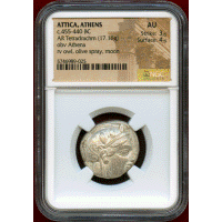 古代ギリシャ アッティカ アテネ 455-440BC 4ドラクマ 銀貨 フクロウ NGC AU