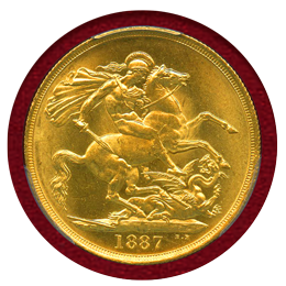 【SOLD】イギリス 1887年 2ポンド 金貨 ヴィクトリア ジュビリーヘッド PCGS MS63