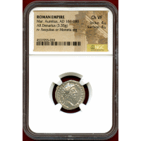 ローマ帝国 161-180年 デナリウス 銀貨 マルクス・アウレリウス NGC Ch VF