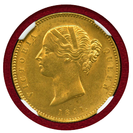 【SOLD】英領インド 1841(C) モハール 金貨 ヴィクトリア Small Date MS62