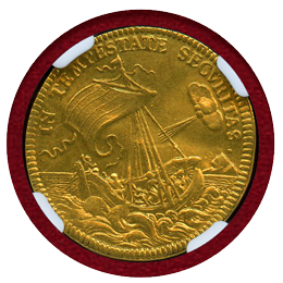 ハンガリー 1709-46 ダカット 金貨 竜退治とキリスト NGC AU53