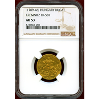ハンガリー 1709-46 ダカット 金貨 竜退治とキリスト NGC AU53