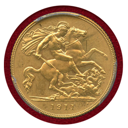 イギリス 1911年 1/2ソブリン 金貨 ジョージ5世 PCGS PR64