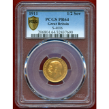 イギリス 1911年 1/2ソブリン 金貨 ジョージ5世 PCGS PR64