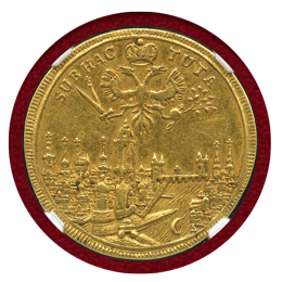 【SOLD】神聖ローマ帝国 フランクフルト 1711年 2ダカット金貨 都市景観 AU53