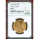 【SOLD】ペルー 1966年 50ソル 金貨 女神座像 NGC MS65