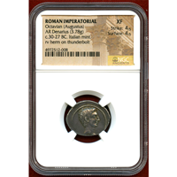 ローマ帝国 紀元前30-27年 デナリウス 銀貨 オクタウィアヌス(アウグストゥス) NGC XF
