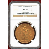 フランス 1910A 100フラン 金貨 エンジェル NGC AU58