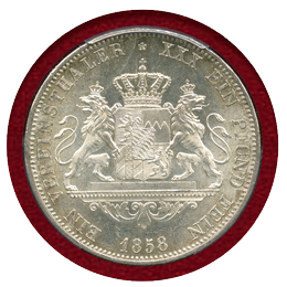 ドイツ バイエルン 1858年 ターラー 銀貨 マクシミリアン2世 PCGS MS64