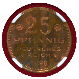 ドイツ 1908年 25ペニヒ 銅貨 試作貨 NGC PF64RB