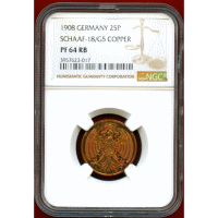 ドイツ 1908年 25ペニヒ 銅貨 試作貨 NGC PF64RB