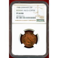 ドイツ 1908年 25ペニヒ 銅貨 試作貨 NGC PF64RB