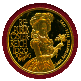 オーストリア 1997年 1000シリング 金貨 マリーアントワネット
