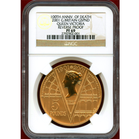 イギリス 2001 £5 金貨 ヴィクトリア没後100年 リバースプルーフ NGC PF69