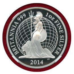 イギリス 2014年 2ポンド 銀貨 ブリタニア NGC PF70UC